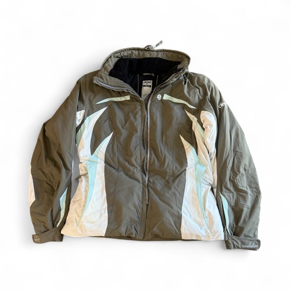 Degre 7 Olive and White SKI Jacket with Sky Blue Accents - Picture 2 of 9